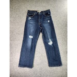 Levis‎ Jeans Womens 31 Ribcage Straight Ankle Denim Distressed Button Fly
